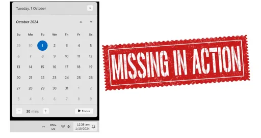 Image for article Calendar Missing and Not Showing in Windows 11 [Fixed]