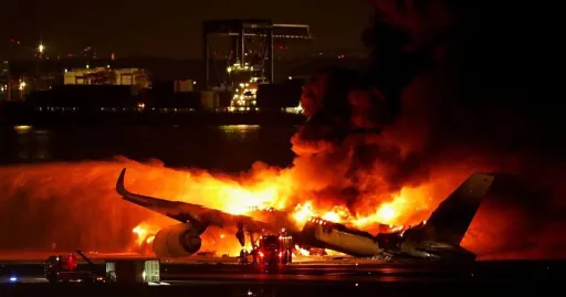 Image for article Japan Airlines Crash: Five Dead As JAL Flight Catches Fire