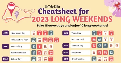 Image for article How to Have 10 Long Weekends in Singapore in 2023 (Bonus Calendar & Cheatsheet)