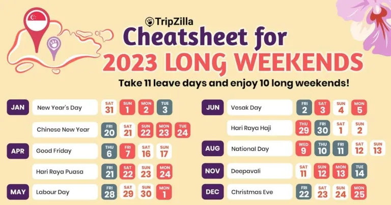 10 Long Weekends in Singapore in 2023 (Bonus Calendar & Cheatsheet!)