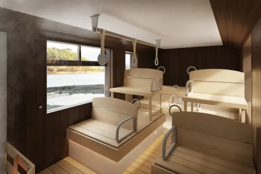 Image for article This Japanese Bus Company Decided to Convert Old Vehicles Into Moving Sauna Buses