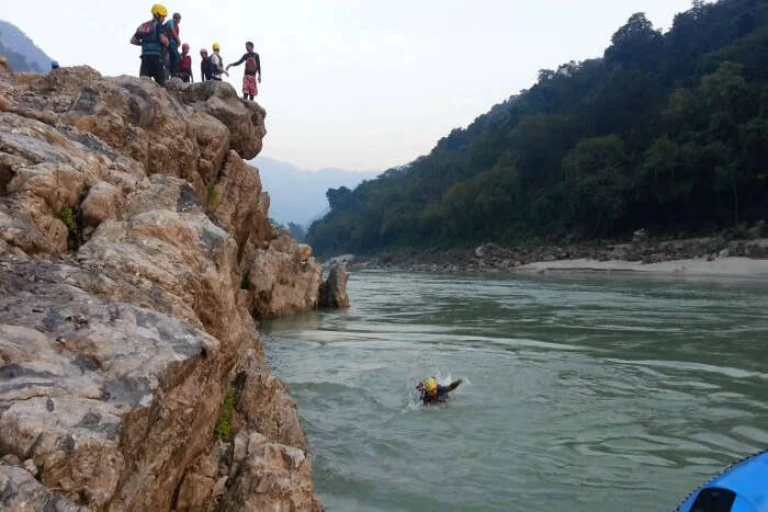 One of the popular activities in Rishikesh is cliff jumping