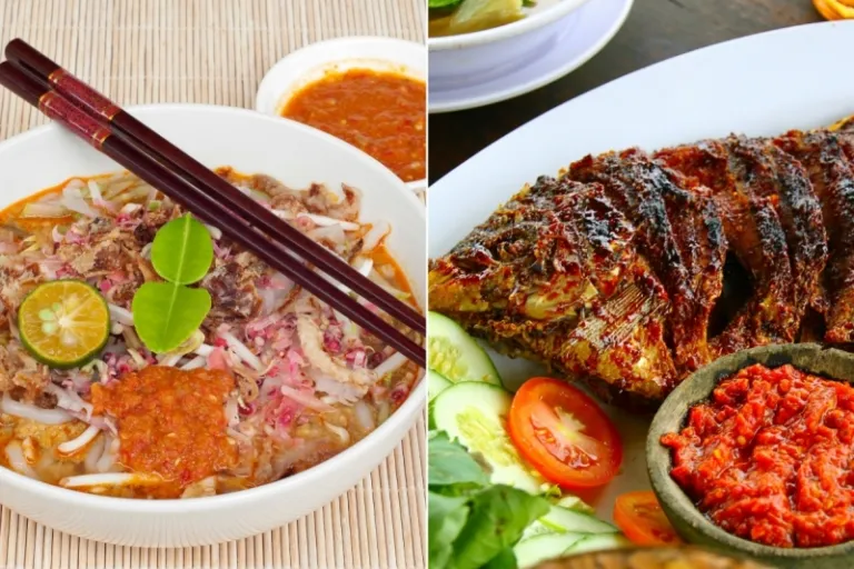 laksa johor, ikan bakar