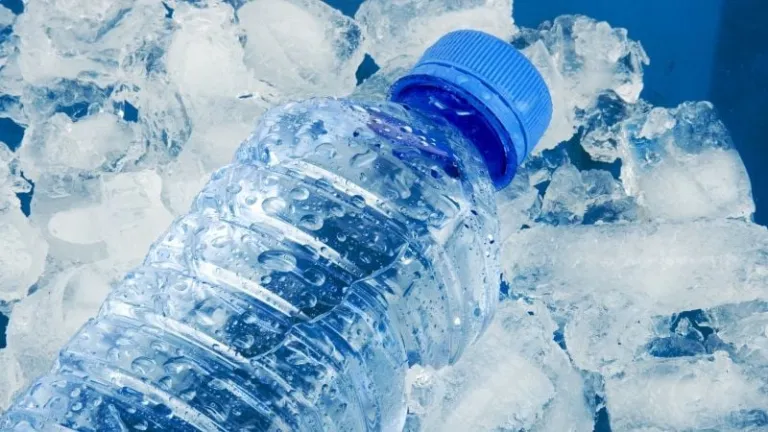 water bottle on ice