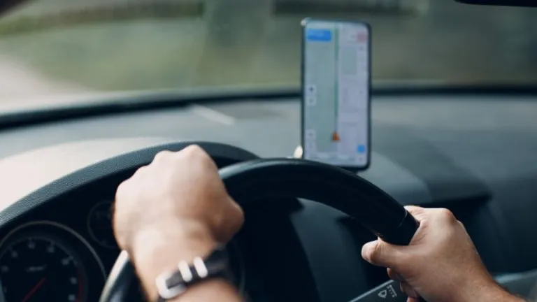 navigating on the road with a phone