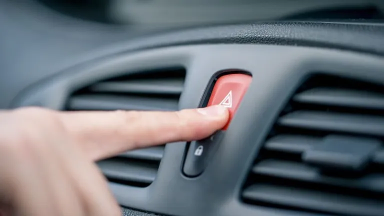 pressing the hazard lights in a car