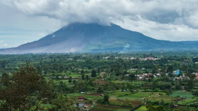 Berastagi with Mount Sinabung in the background