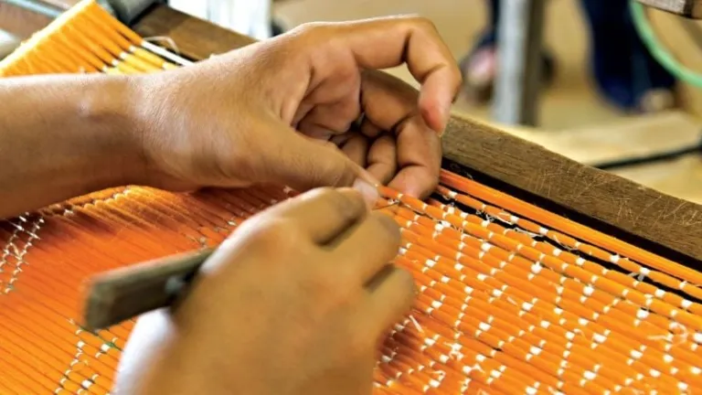 Ikat silk weaving in cambodia