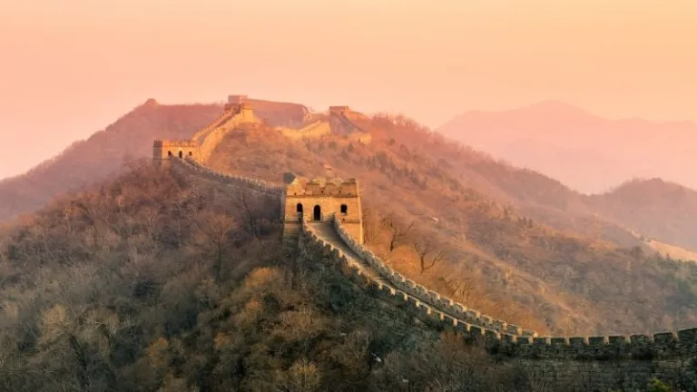 The Great Wall of China at sunset