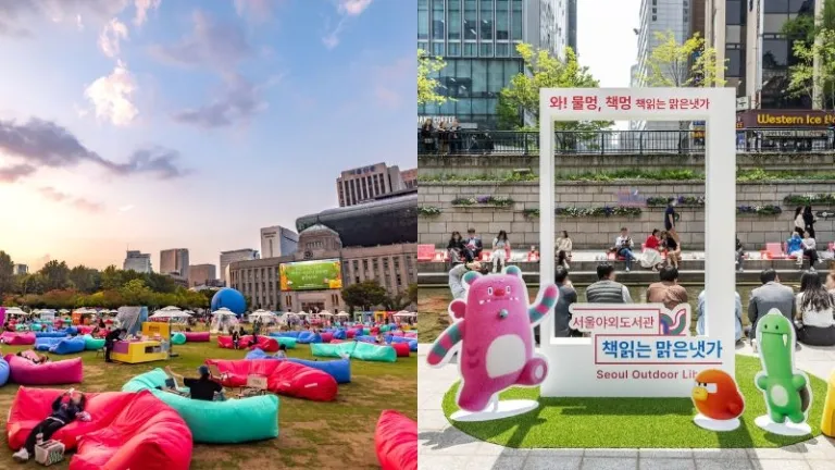 Seoul outdoor library event at Gwanghwamun, Cheonggyecheon Stream, and Seoul Plaza 