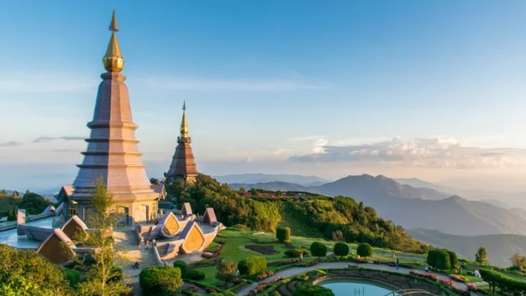 The twin royal chedis at the summit of Doi Inthanon