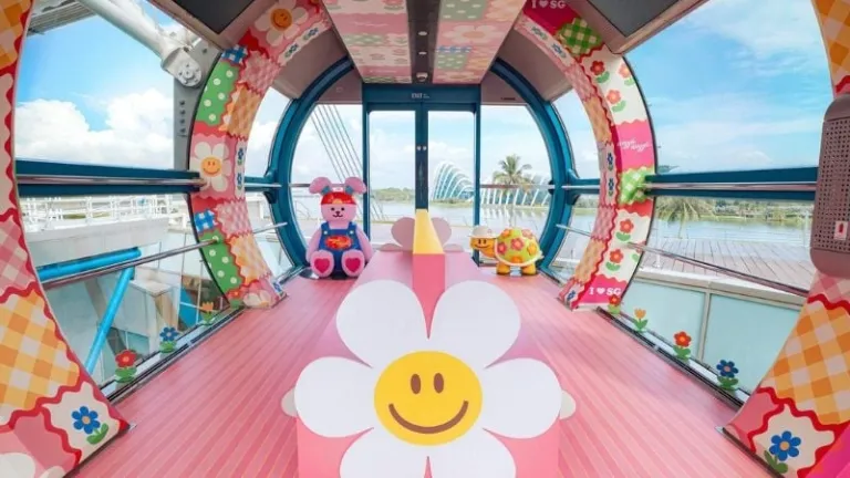 decorated interior of a Singapore flyer cabin