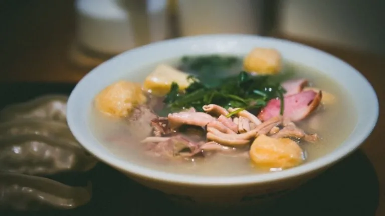 Chinese traditional duck blood and vermicelli soup in Nanjing