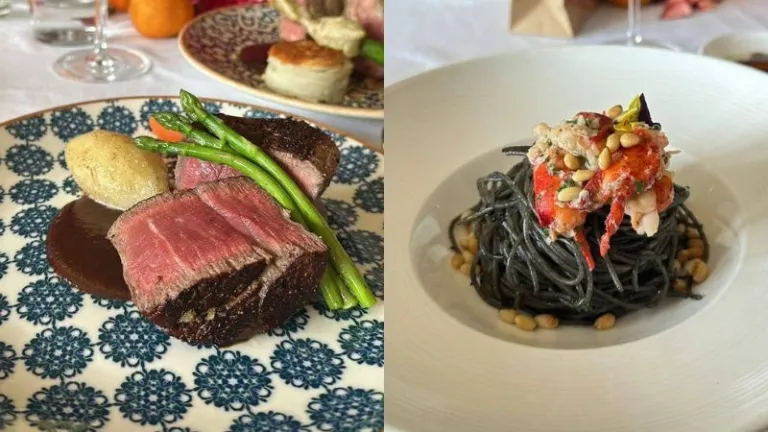 pictures of steak and squid ink pasta