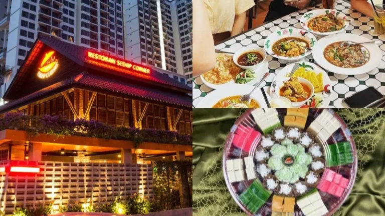 Malay restaurant with main dishes and kueh platter