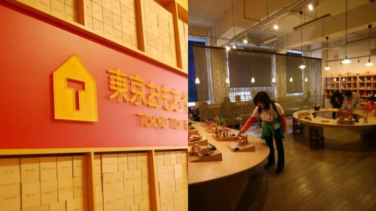 interior of a toy museum in Tokyo, with toys and a play space
