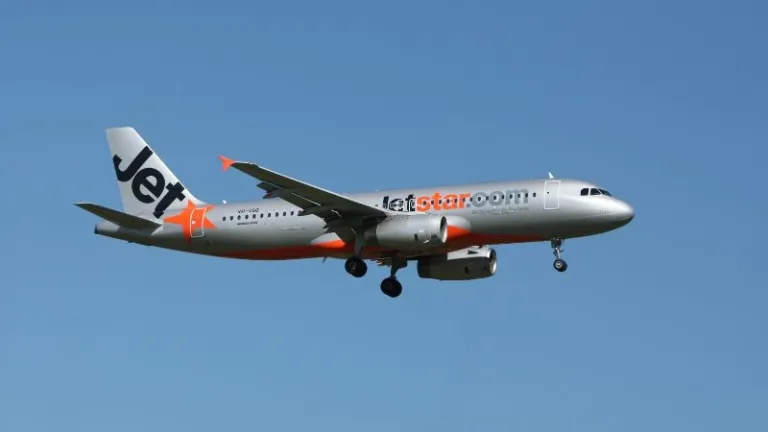 jetstar plane in the blue sky
