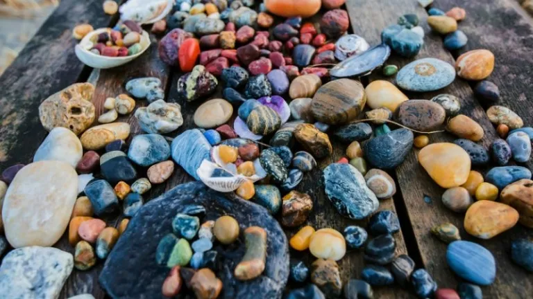 colourful rocks and seashells