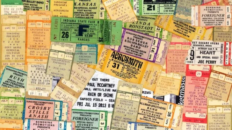 collection of old fair and concert tickets
