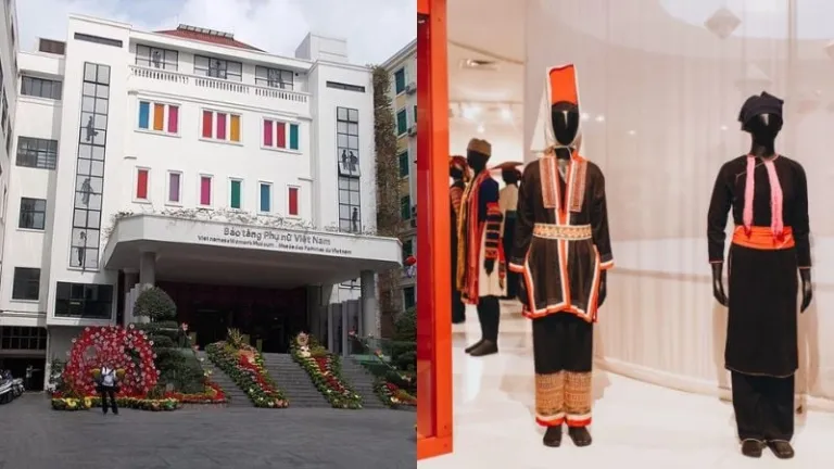 exterior and interior of the Vietnamese Women's Museum in Hanoi