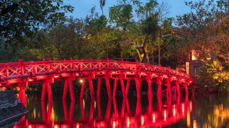 The Huc bridge in Hanoi