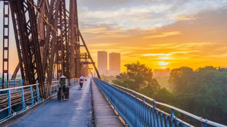 Long Bien Bridge at Sunrise in Hanoi
