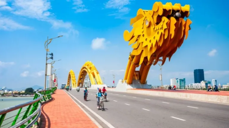 golden dragon bridge in Da Nang Vietnam