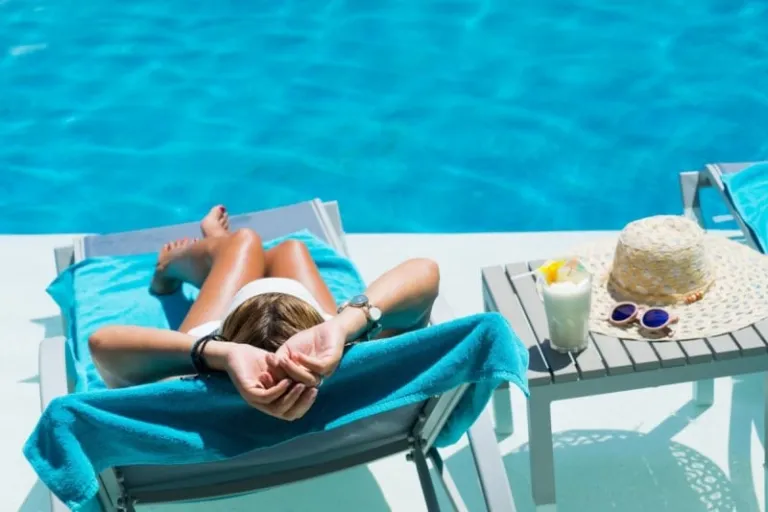 lounging by the pool