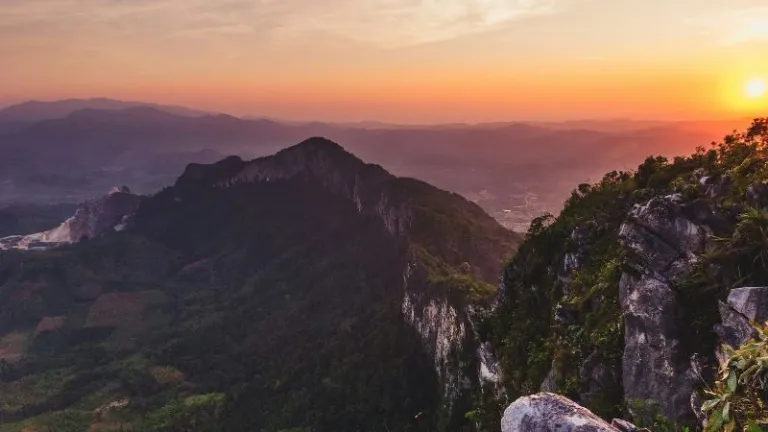 sunset over mountain