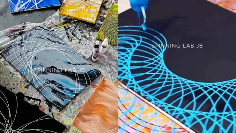 spinning paint on canvas