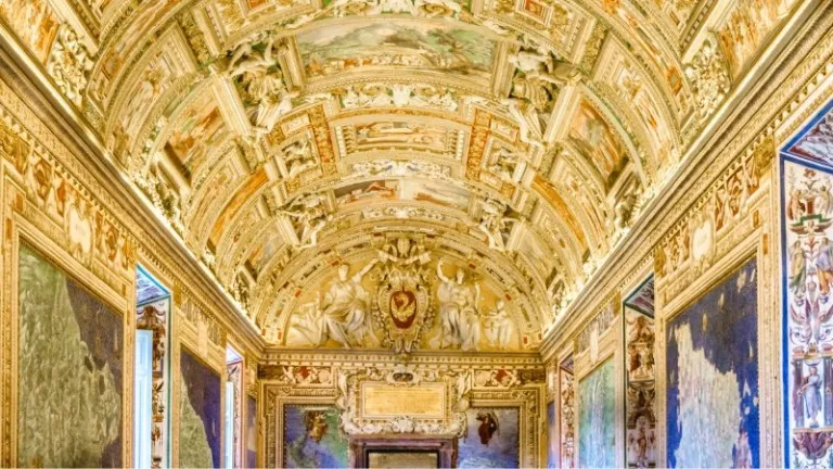 golden ceiling with paintings