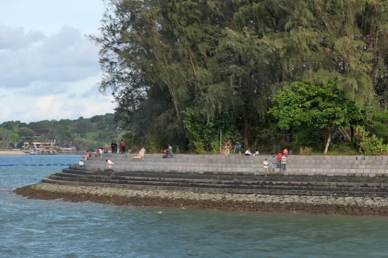 sitting steps next to sea