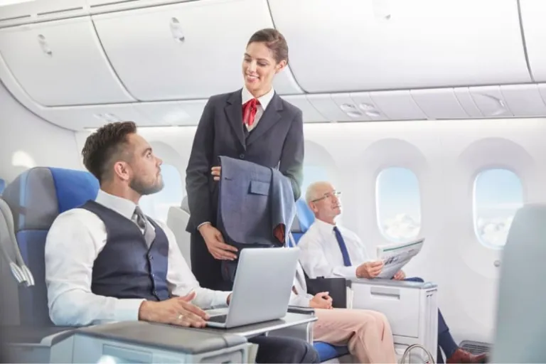 asking flight attendant