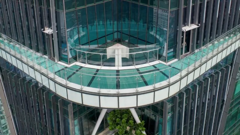 glass walkway outside building