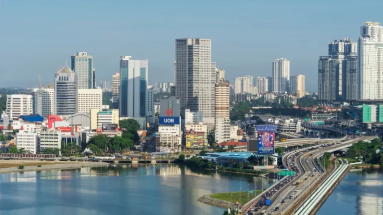 johor bahru skyline from singapore