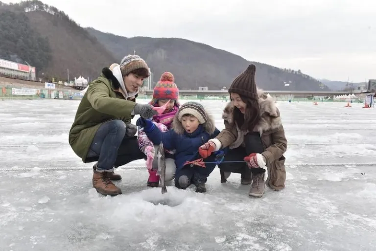Ice fishing in Gangwon Province