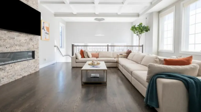 modern living room of Airbnb in Chicago