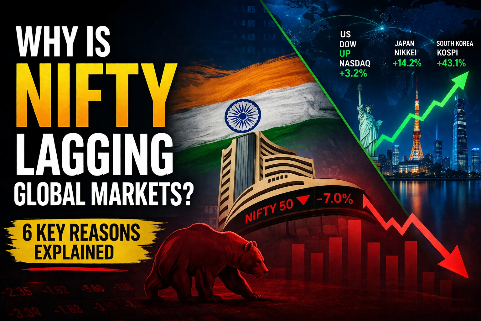 image for article Nifty vs Global Markets: 6 Key Reasons Behind India’s Underperformance