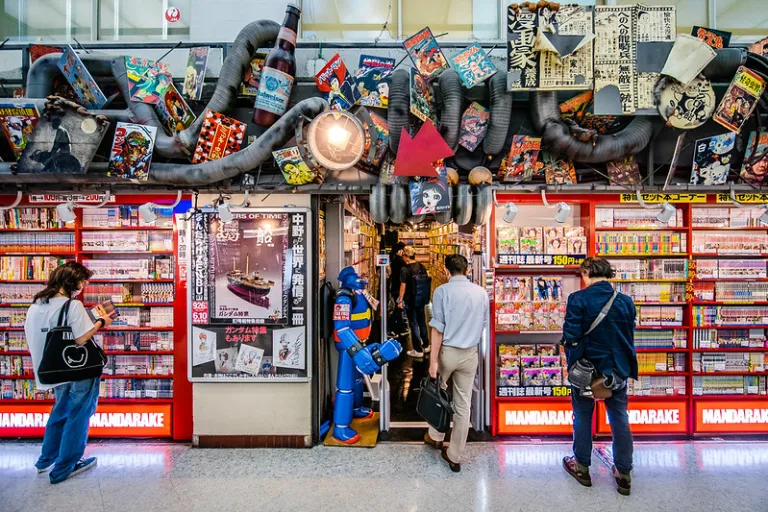 Mandarake store interior at Nakano Broadway shopping complex, filled with vintage manga and anime collectibles, Tokyo, Japan