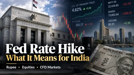 image for article Fed Rate Hike Expected Today: What Higher US Yields Could Mean for the Rupee, Indian Equities and CFD Markets