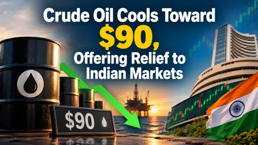 image for article Crude Oil Cools Toward $90, Offering Relief to Indian Markets