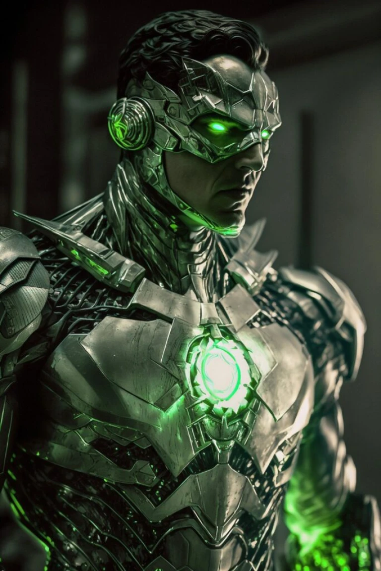The Green Lantern Mixed with Cybernetic Superhero - art_bot5000
