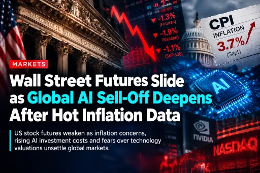 image for article Wall Street Futures Slide as Global AI Sell-Off Deepens After Hot Inflation Data