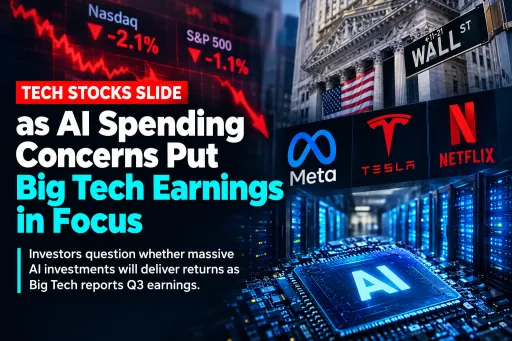 image for article Tech Stocks Slide as AI Spending Concerns Put Big Tech Earnings in Focus