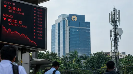 image for article Nifty, Sensex Begin Tuesday on a Weak Note as Reliance Shares Slip Ahead of Jio IPO Listing