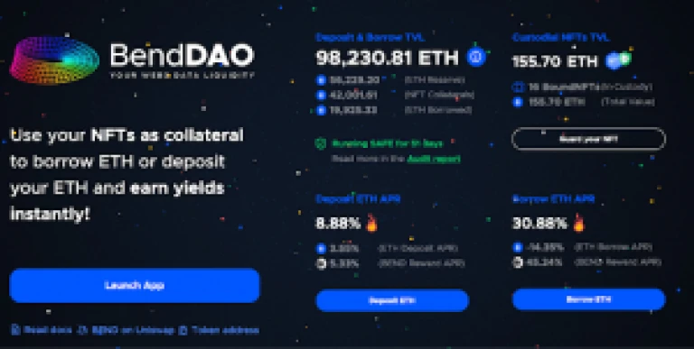 Screenshot showing how BendDAO works