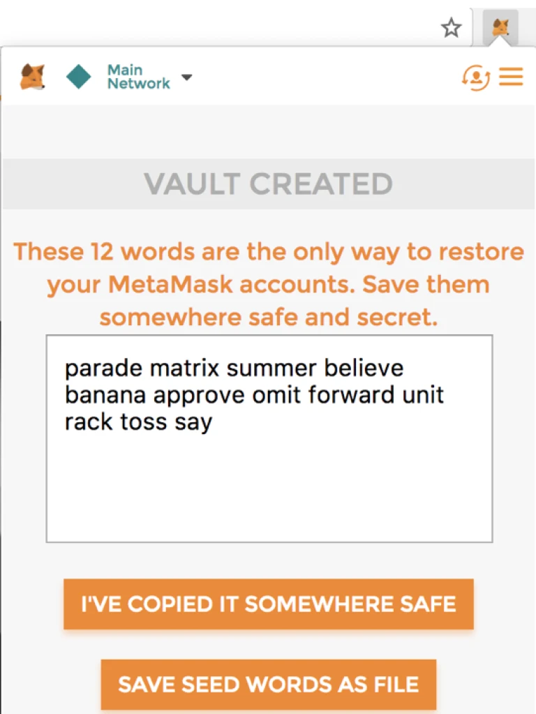 xdai on metamask - vault create