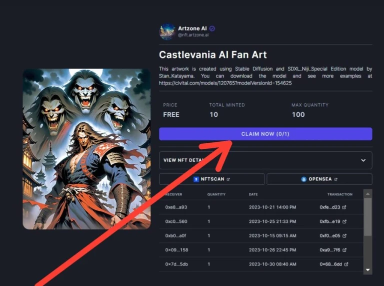 How to claim Free Polygon NFT on Artzone.ai?
