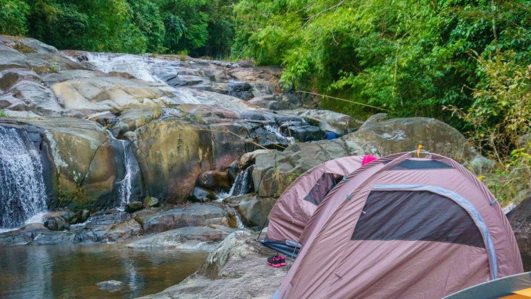 Camping by the Waterfall