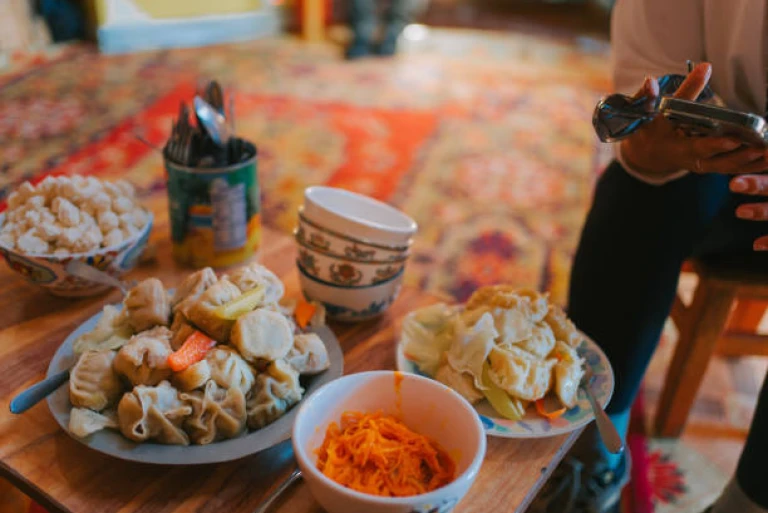 Traditional mongolian food Buuz, Dumpling
